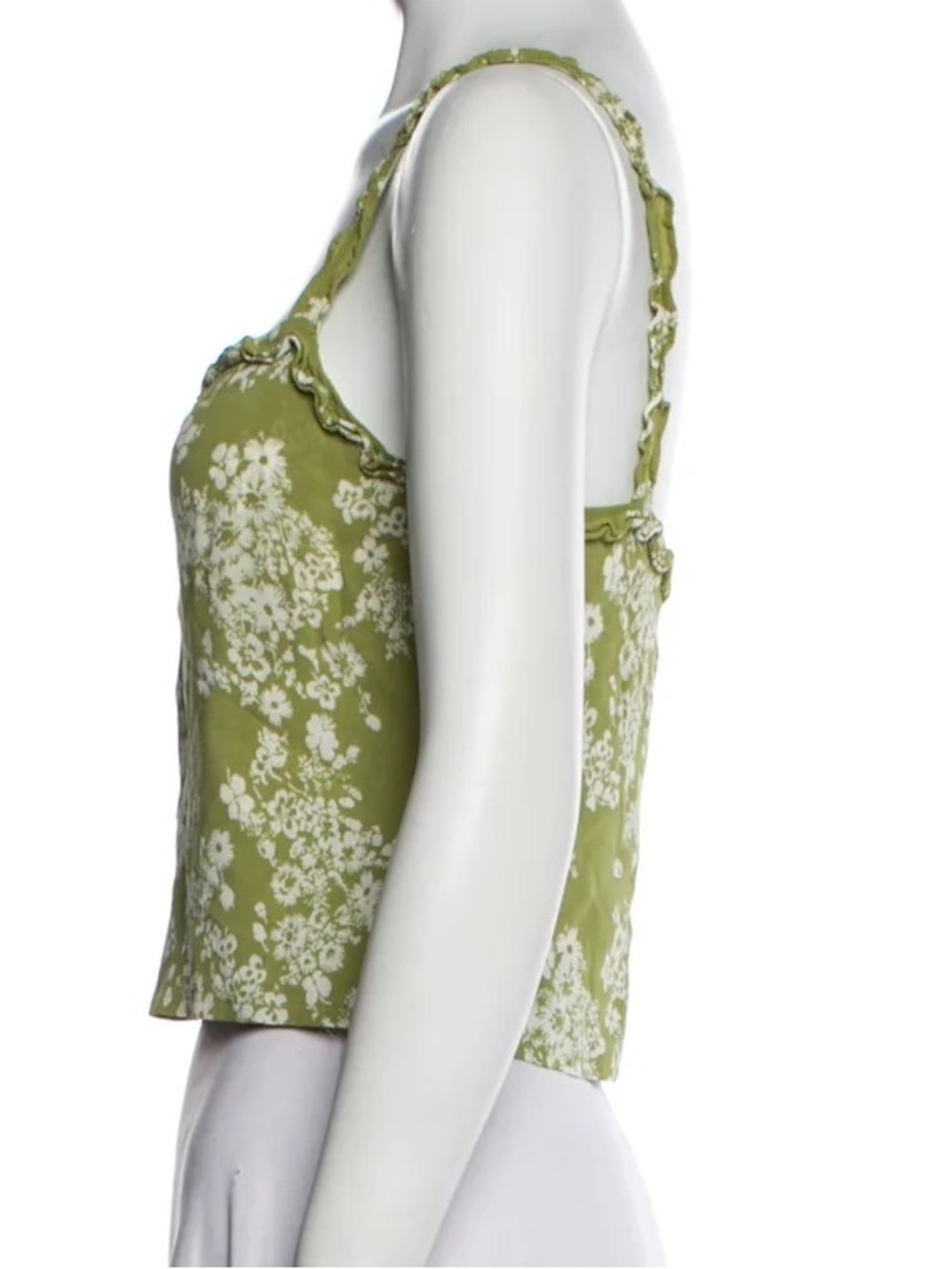 REFORMATION “Caprice” Line Green White Floral Ruffle Camisole Top size small - Picture 5 of 8